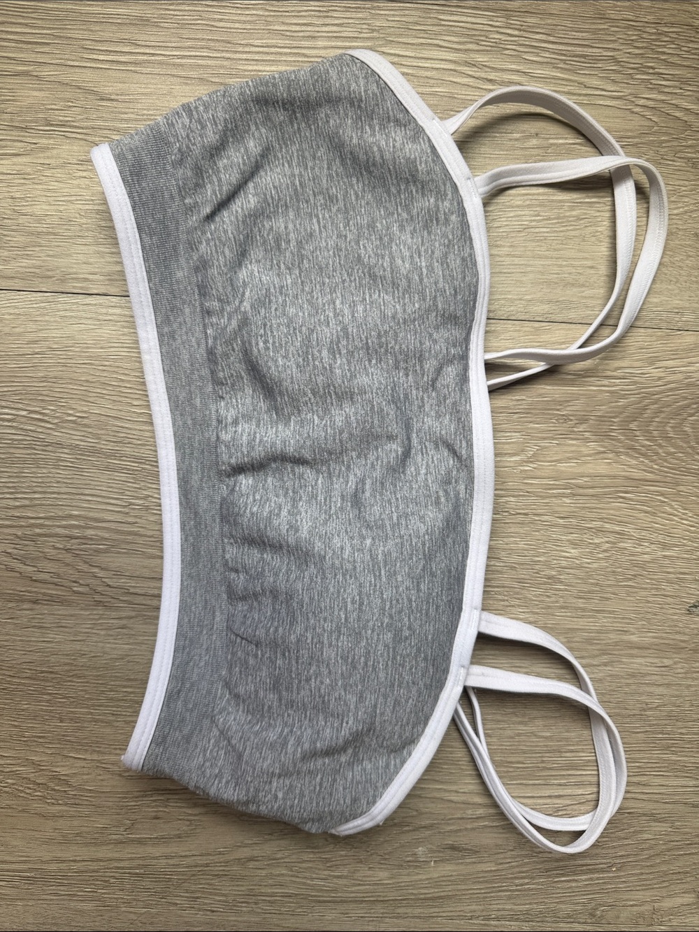 Fabletics Heather Gray Bralette with White Trim
